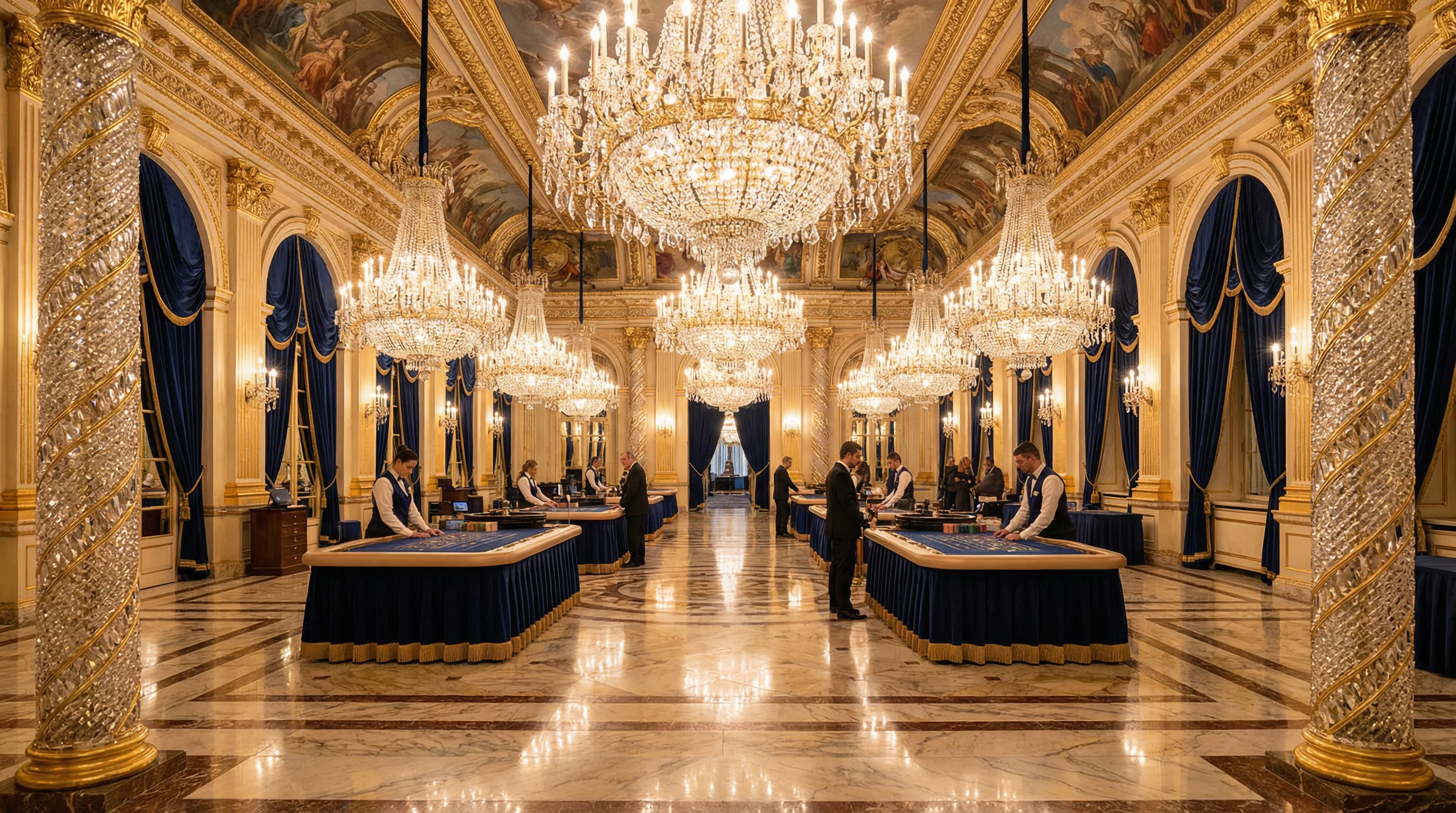 水晶赌场棋牌宫全景，展现 百家乐 的宏伟气势
